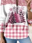 Christmas Plaid Casual Loose Crew Neck Sweatshirt