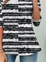 Black and white geometric casual women's T-shirt