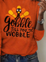 Thanksgiving Turkey and Letter Printed Women's T-shirt