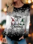 Women's Long Sleeve T-shirt Spring/Fall Black Christmas Jersey Crew Neck Daily Going Out Casual Top