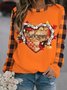 Thanksgiving printed round neck pullover sweatshirt