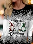 Women's Long Sleeve T-shirt Spring/Fall Black Christmas Jersey Crew Neck Daily Going Out Casual Top