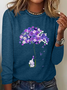 Women's I Will Remember For You Dementia Alzheimer's Disease Awareness Print Casual Long Sleeve Shirt