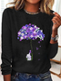 Women's I Will Remember For You Dementia Alzheimer's Disease Awareness Print Casual Long Sleeve Shirt