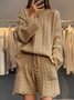 Casual Loose Plain Wool/Knitting Two-Piece Set