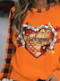 Thanksgiving printed round neck pullover sweatshirt