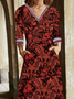V Neck Jersey Hippie Floral Vintage Boho Dress