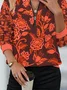 Vintage Zipper Loose Floral Sweatshirt