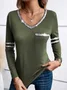 Jersey Loose V Neck Casual Blouse