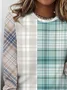 Plaid printed casual round neck women's T-shirt