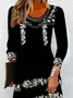 Hippie Crew Neck Casual Floral Dress