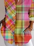 Plaid Shirt Collar Vintage Loose Shirt