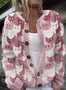 Cute cat color block button knit cardigan