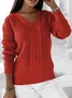 Casual Yarn/Wool Yarn Loose Plain Sweater