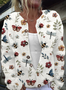 Insect flower embroidery pattern button cardigan