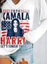 Kamala Harris 2024 President Png V-neck T-shirt