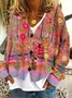 Yarn/Wool Yarn Floral Casual Cardigan