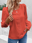 Casual Lace Crew Neck Loose Blouse