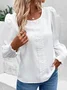 Casual Lace Crew Neck Loose Blouse