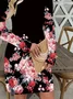 Floral printed casual round neck dress