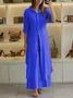Plain Casual Shawl Collar Two-Piece Set