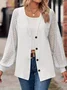 V Neck Loose Casual Plain Jacket
