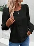 Casual Lace Crew Neck Loose Blouse