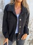 Casual Loose Shawl Collar Plain Teddy Jacket