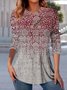 Ethnic Jersey Casual V Neck T-Shirt