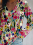 Floral Casual V Neck Blouse