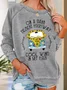 Hippie style car printed casual women's round neck sportswear