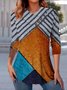 Ethnic Jersey Casual V Neck T-Shirt
