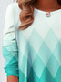 Gradient Geometric Round Neck Casual T-Shirt