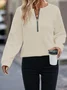 Zipper Crew Neck Casual Sweatshirt