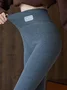 Tight Fleece Casual Plain Leggings