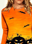 Halloween Pumpkin Round Neck Long Sleeve Women's T-shirt