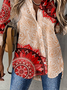 Vintage Shirt Collar Paisley Color Block Shirt