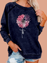 Heal Cancer Awareness Ribbon Text Letters Casual Crew Neck Regular Fit Sweatshirt