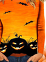 Halloween Pumpkin Round Neck Long Sleeve Women's T-shirt