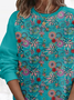 Hippie Crew Neck Floral Casual Raglan Sleeve Sweatshirt