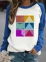Women's Suffrage Patchwork Print Casual Crew Neck Cotton Regular Fit Sweatshirt