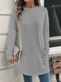 Loose Plain Casual Daily Jersey Long Sleeve Blouse