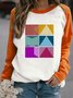 Women's Suffrage Patchwork Print Casual Crew Neck Cotton Regular Fit Sweatshirt