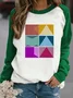 Women's Suffrage Patchwork Print Casual Crew Neck Cotton Regular Fit Sweatshirt