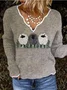 V Neck Floral Loose Casual Blouse