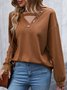 Casual Plain Crew Neck Buckle Sweatshirt