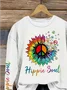 Hippie Soul Peace Logo Printed Casual Round Neck Women's Hooded Sweatshirt