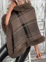 Yarn/Wool Yarn Elegant Plaid Fur Collar Cloak