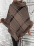 Yarn/Wool Yarn Elegant Plaid Fur Collar Cloak