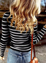 Striped Jersey Casual Blouse